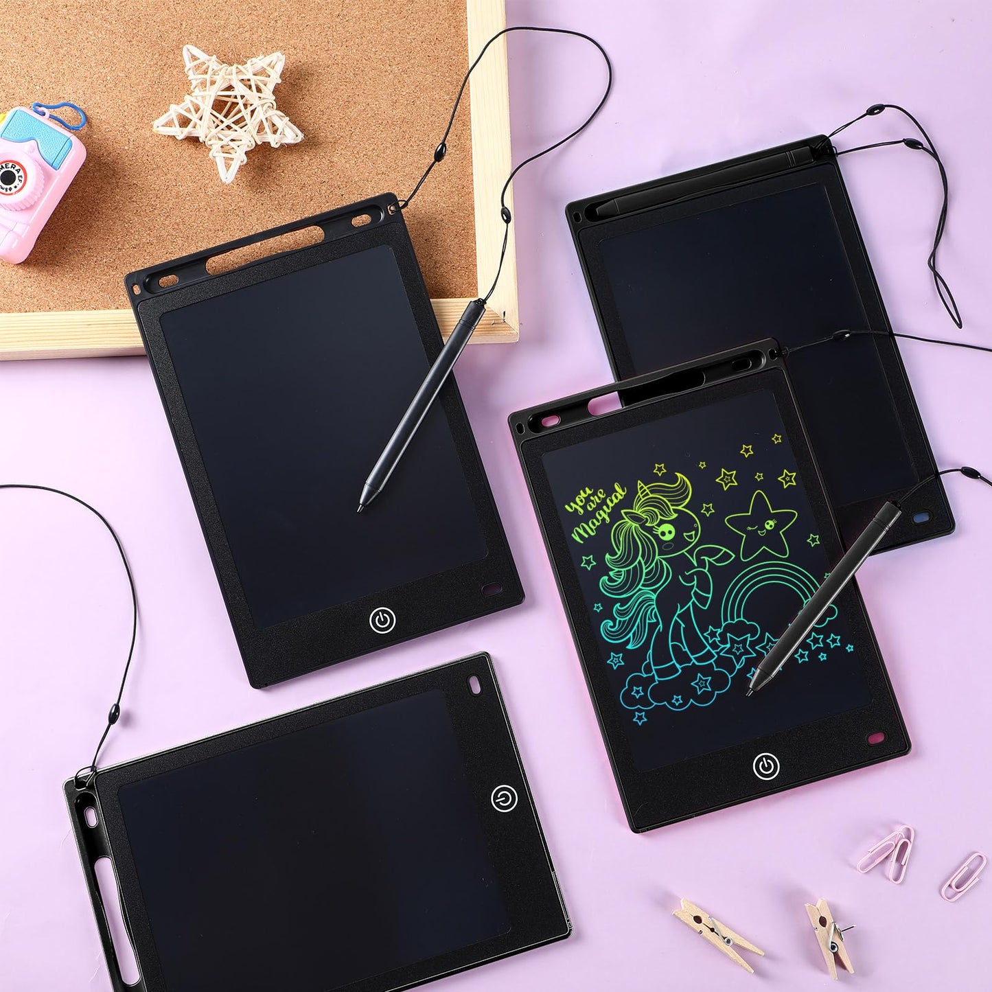 Zonon 4 Pcs LCD Writing Tablet – 8.5-Inch Doodle Board, Reusable Colorful Screen, Erasable
