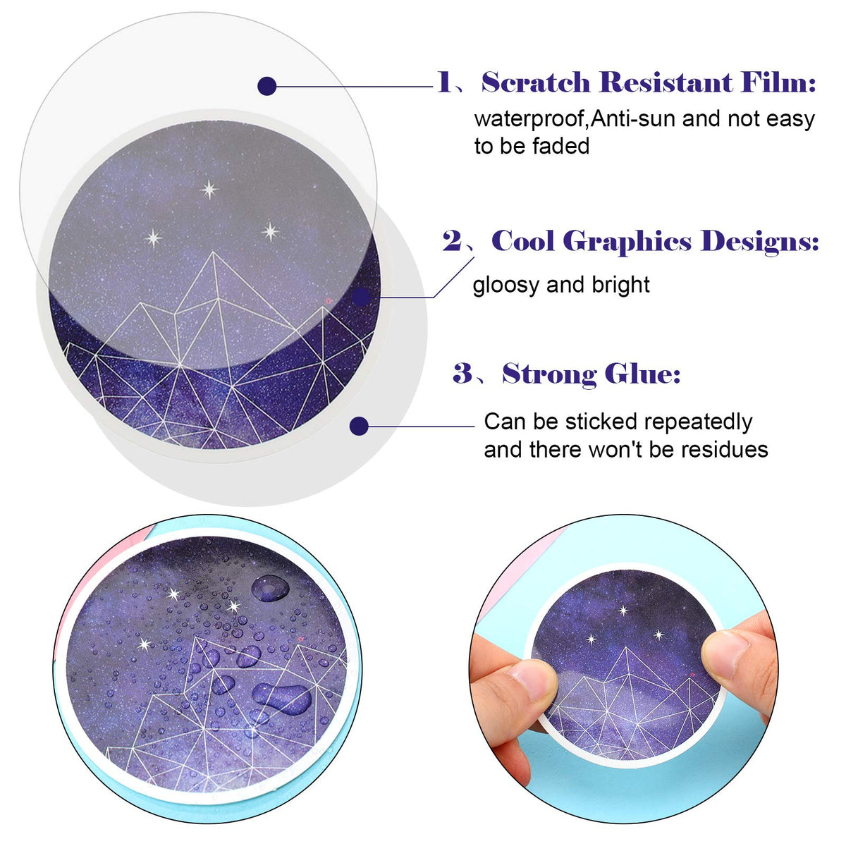 Zonon 200 Pieces Space Galaxy Stickers – Waterproof Vinyl Decals for Laptops, Water Bottles & More (Starry Sky)