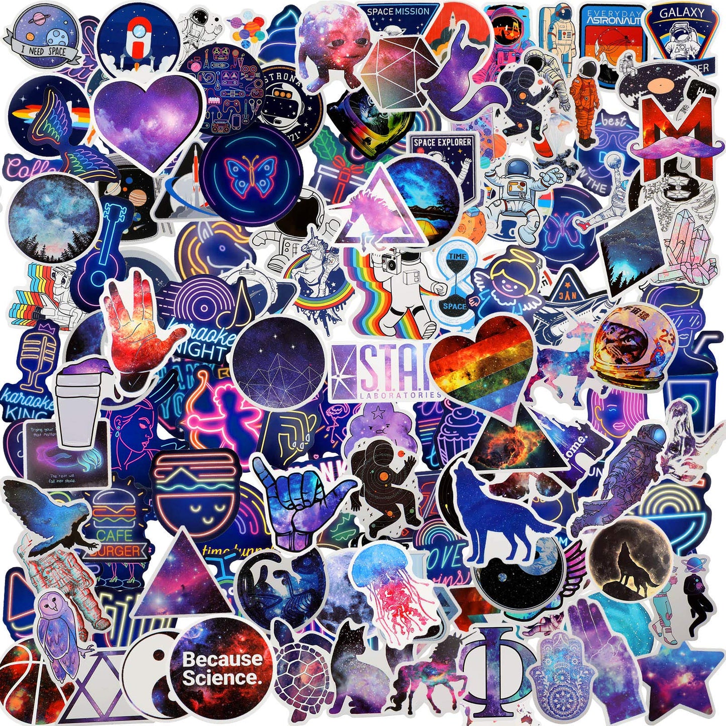 Zonon 200 Pieces Space Galaxy Stickers – Waterproof Vinyl Decals for Laptops, Water Bottles & More (Starry Sky)