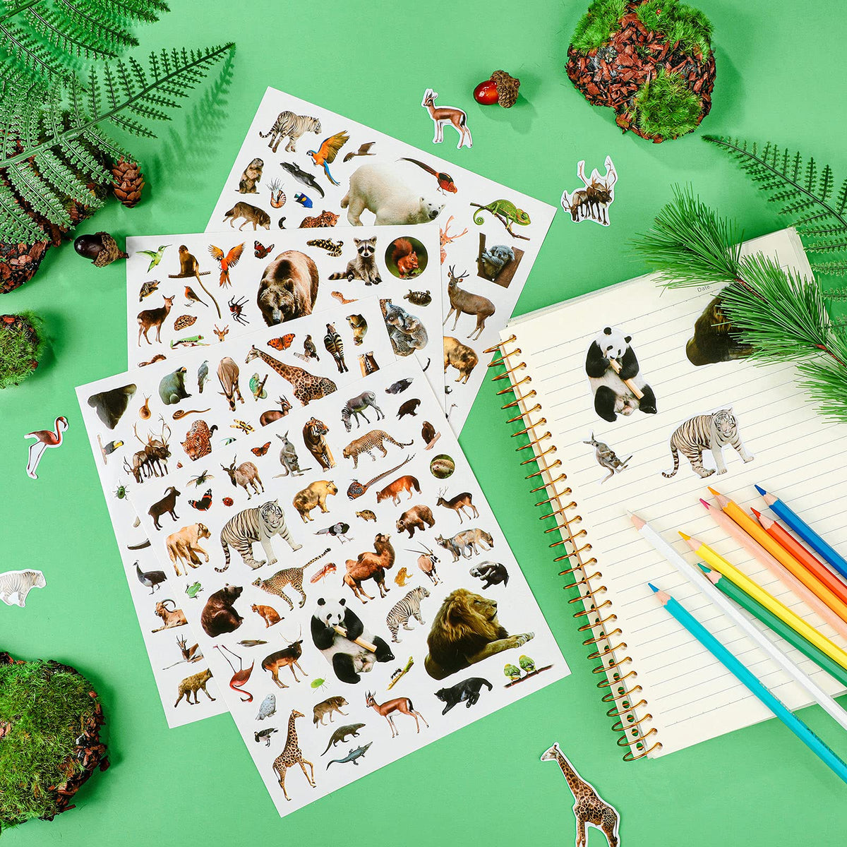 Zonon 800 Pcs Wild Jungle Animal Stickers – Realistic Safari Decals