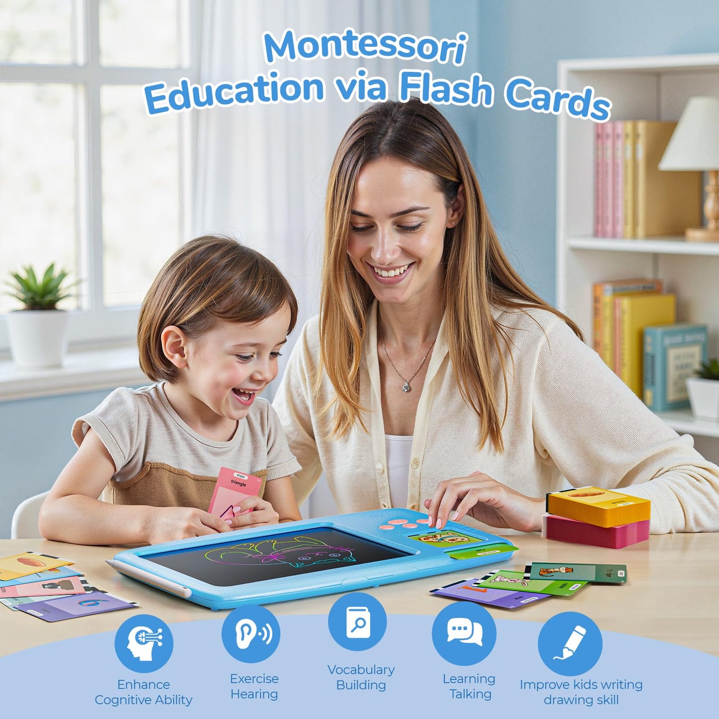 ZONSTVYS Talking Flash Cards for Toddlers: 2-in-1 LCD Tablet with 510 Sight Words | Montessori Language Learning