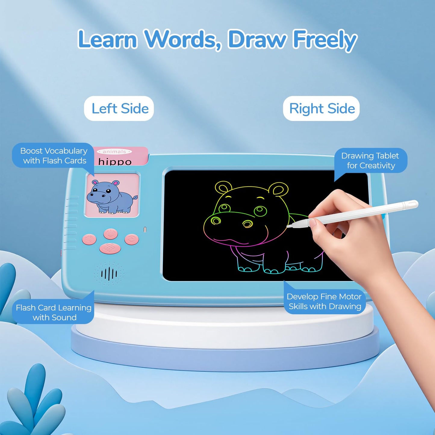 ZONSTVYS Talking Flash Cards for Toddlers: 2-in-1 LCD Tablet with 510 Sight Words | Montessori Language Learning