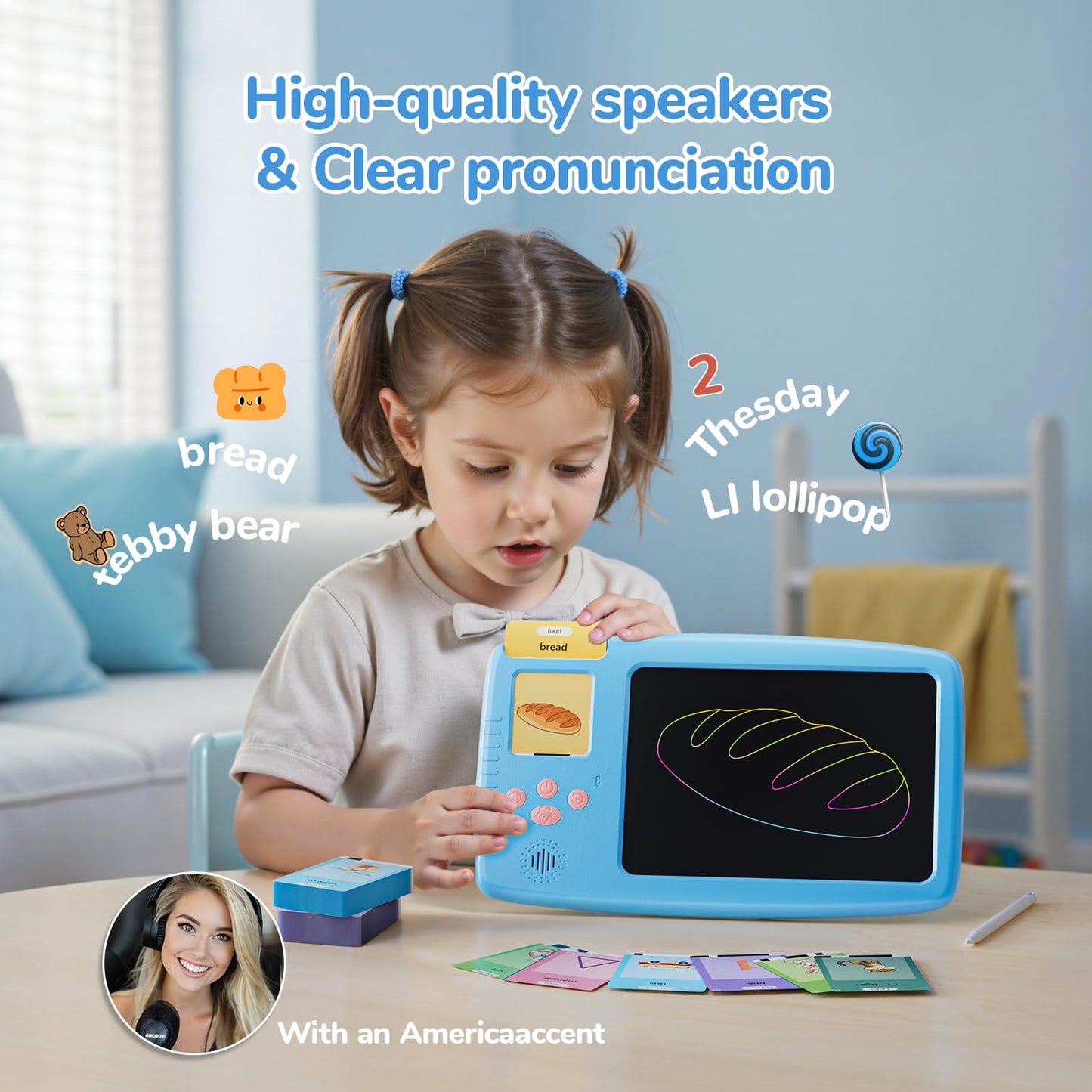 ZONSTVYS Talking Flash Cards for Toddlers: 2-in-1 LCD Tablet with 510 Sight Words | Montessori Language Learning