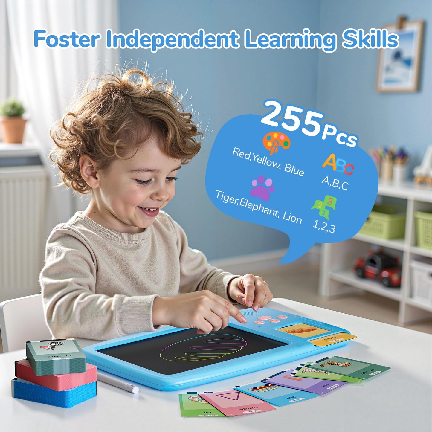 ZONSTVYS Talking Flash Cards for Toddlers: 2-in-1 LCD Tablet with 510 Sight Words | Montessori Language Learning