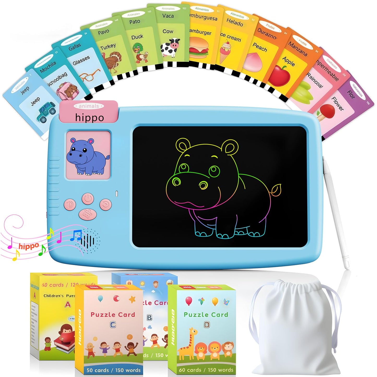 ZONSTVYS Talking Flash Cards for Toddlers: 2-in-1 LCD Tablet with 510 Sight Words | Montessori Language Learning