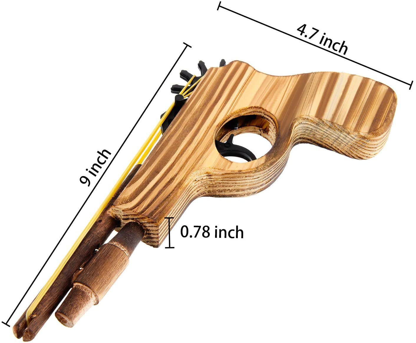 zonzxcv 2 Pcs Wooden Rubber Band Gun Toy Set – 9in Log Color, 100 Bands