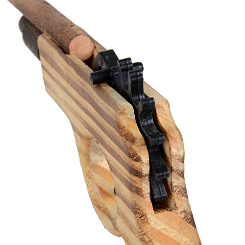 zonzxcv 2 Pcs Wooden Rubber Band Gun Toy Set – 9in Log Color, 100 Bands