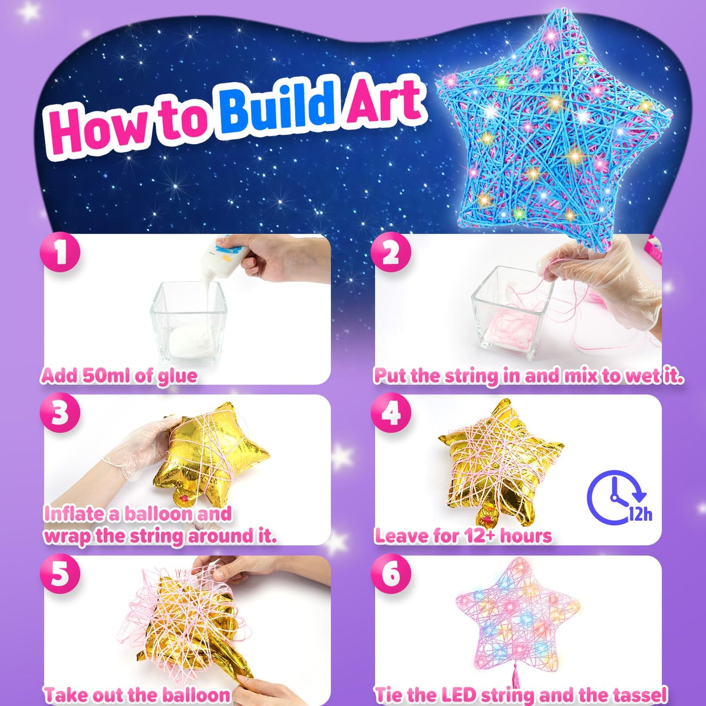 ZOOI Valentines Day Gifts: 3D String Art Kit with Light-Up Lantern for Kids Ages 8-12