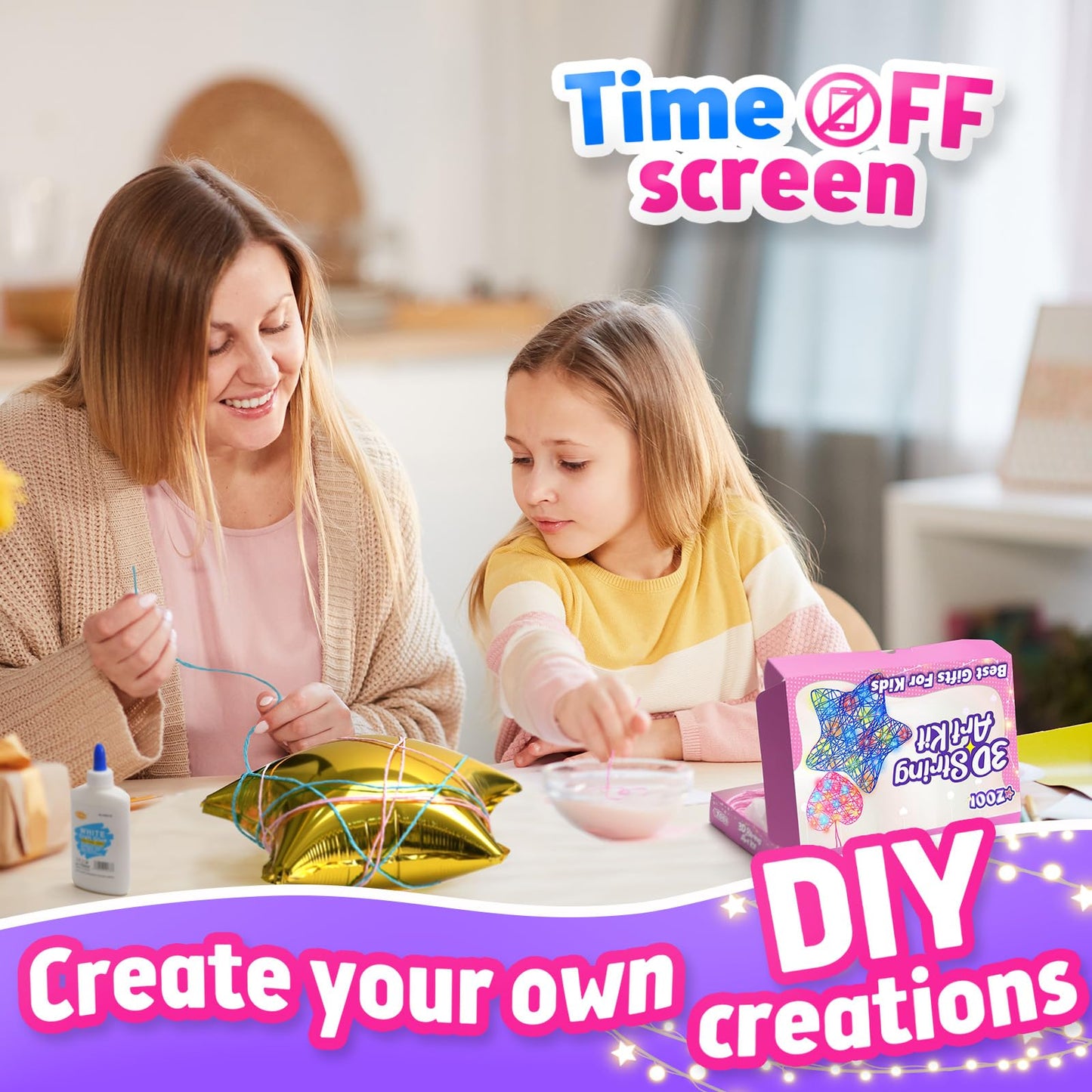 ZOOI Valentines Day Gifts: 3D String Art Kit with Light-Up Lantern for Kids Ages 8-12