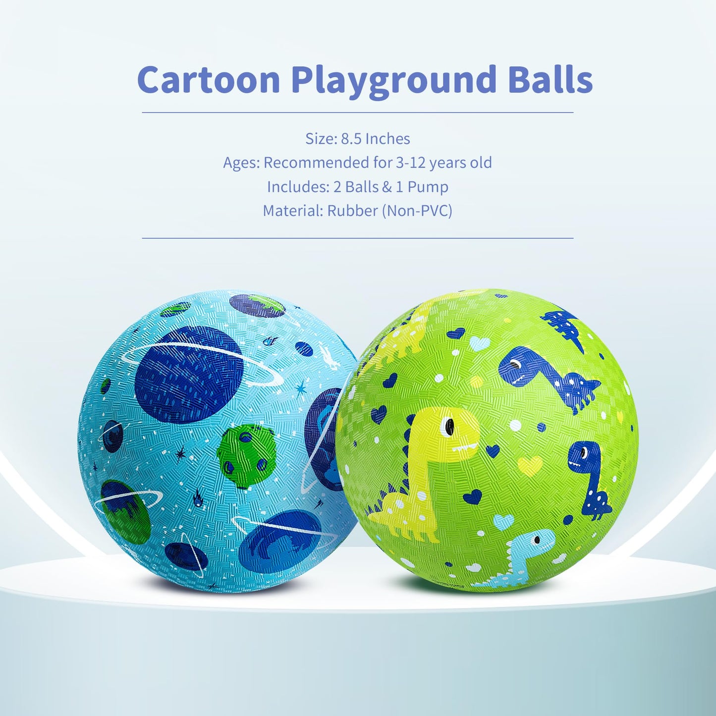 ZOOJOY Pack of 2 Cartoon Playground Balls – 8.5-Inch Rubber Kickballs for Toddlers 1+ (Indoor/Outdoor)