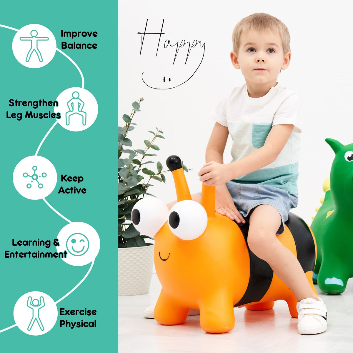 ZOOJOY Bee Bouncy Hopper – Inflatable Toddler Toy for Indoor and Outdoor Play (18 Months+)