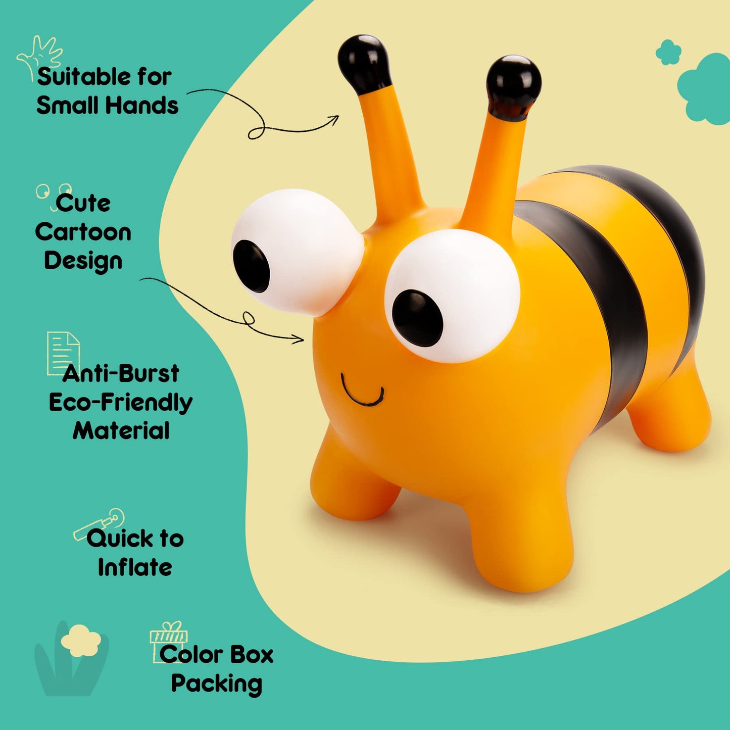 ZOOJOY Bee Bouncy Hopper – Inflatable Toddler Toy for Indoor and Outdoor Play (18 Months+)