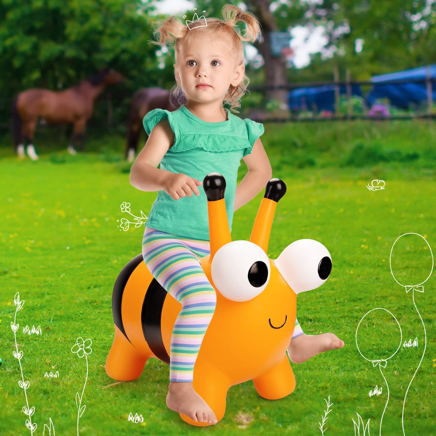 ZOOJOY Bee Bouncy Hopper – Inflatable Toddler Toy for Indoor and Outdoor Play (18 Months+)