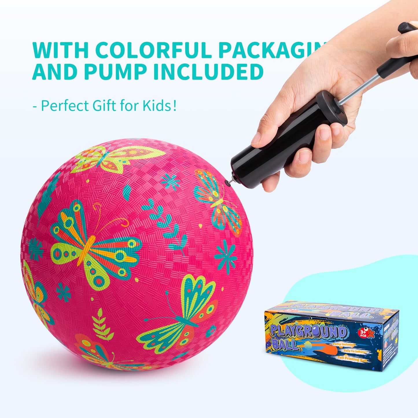 ZOOJOY Pack of 2 Cartoon Playground Balls – 8.5-inch Rubber Kickball with Pump for Ages 3+ | Indoor & Outdoor Toys