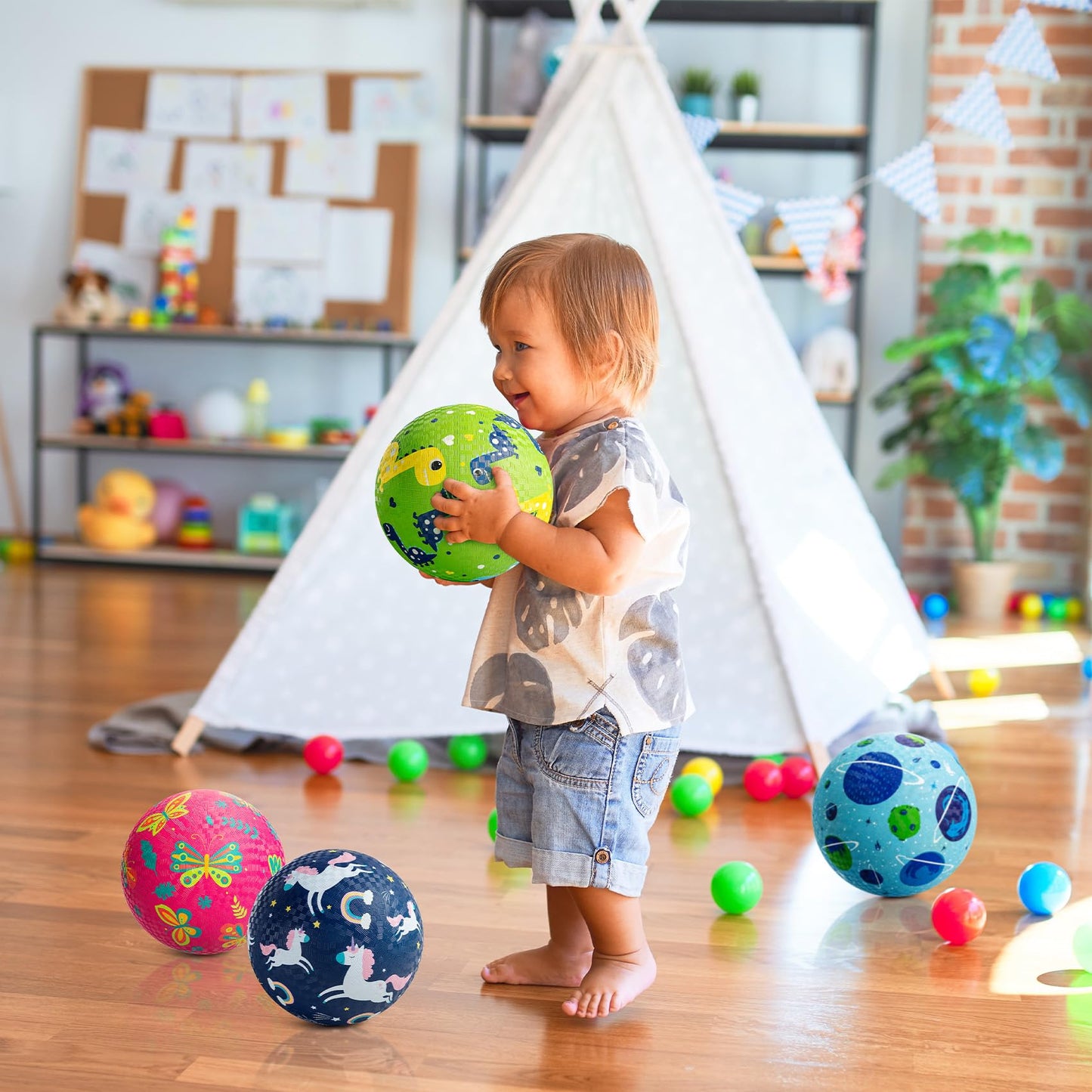 ZOOJOY Pack of 4 Playground Balls - 6-Inch Rubber Kickball Set for Toddlers 1-6 | Indoor & Outdoor Play