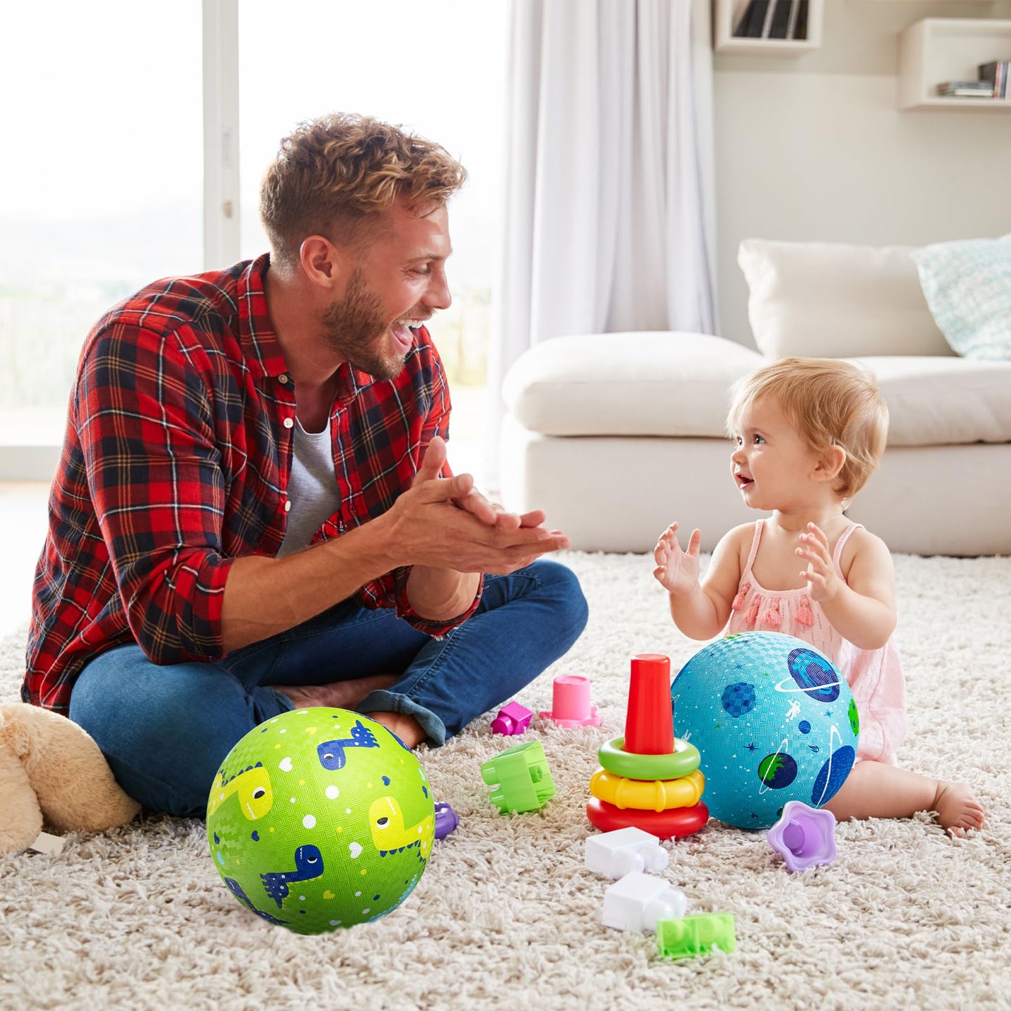 ZOOJOY Pack of 2 Cartoon Playground Balls – 8.5-Inch Rubber Kickballs for Toddlers 1+ (Indoor/Outdoor)