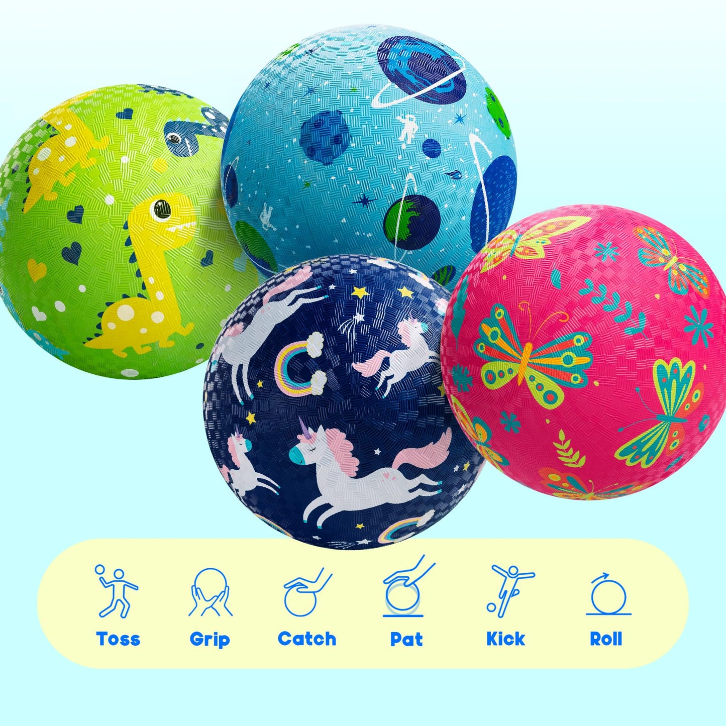 ZOOJOY Pack of 4 Playground Balls - 6-Inch Rubber Kickball Set for Toddlers 1-6 | Indoor & Outdoor Play