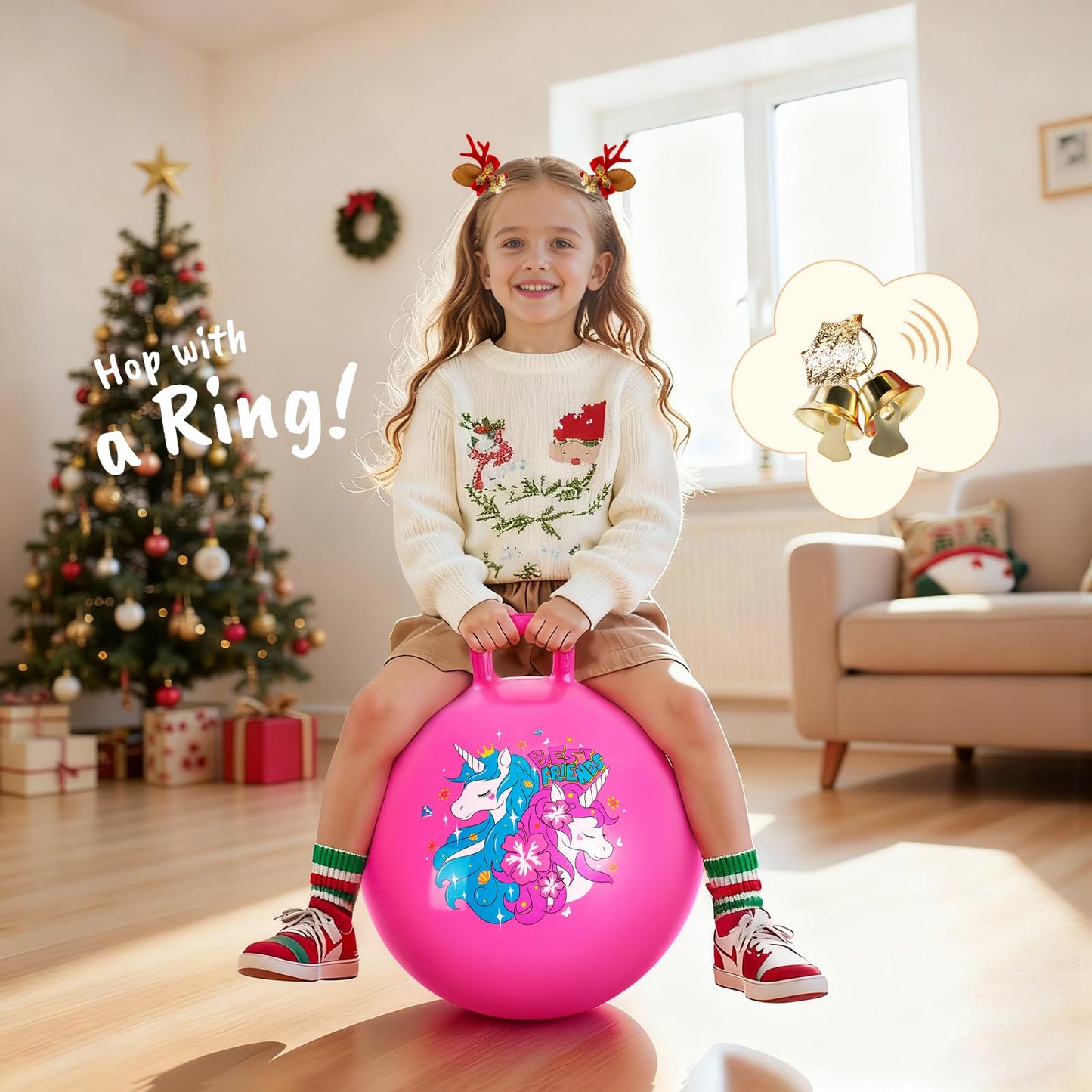 ZOOJOY Hopper Ball Unicorn Pink — 18 Inch Kids Jumping Toy with Handle (Ages 3–8)