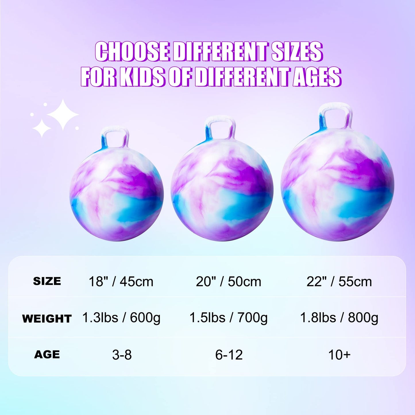ZOOJOY Hopper Ball – 22-Inch Cloud Pattern Hopping Toy with Handle for Kids 10+
