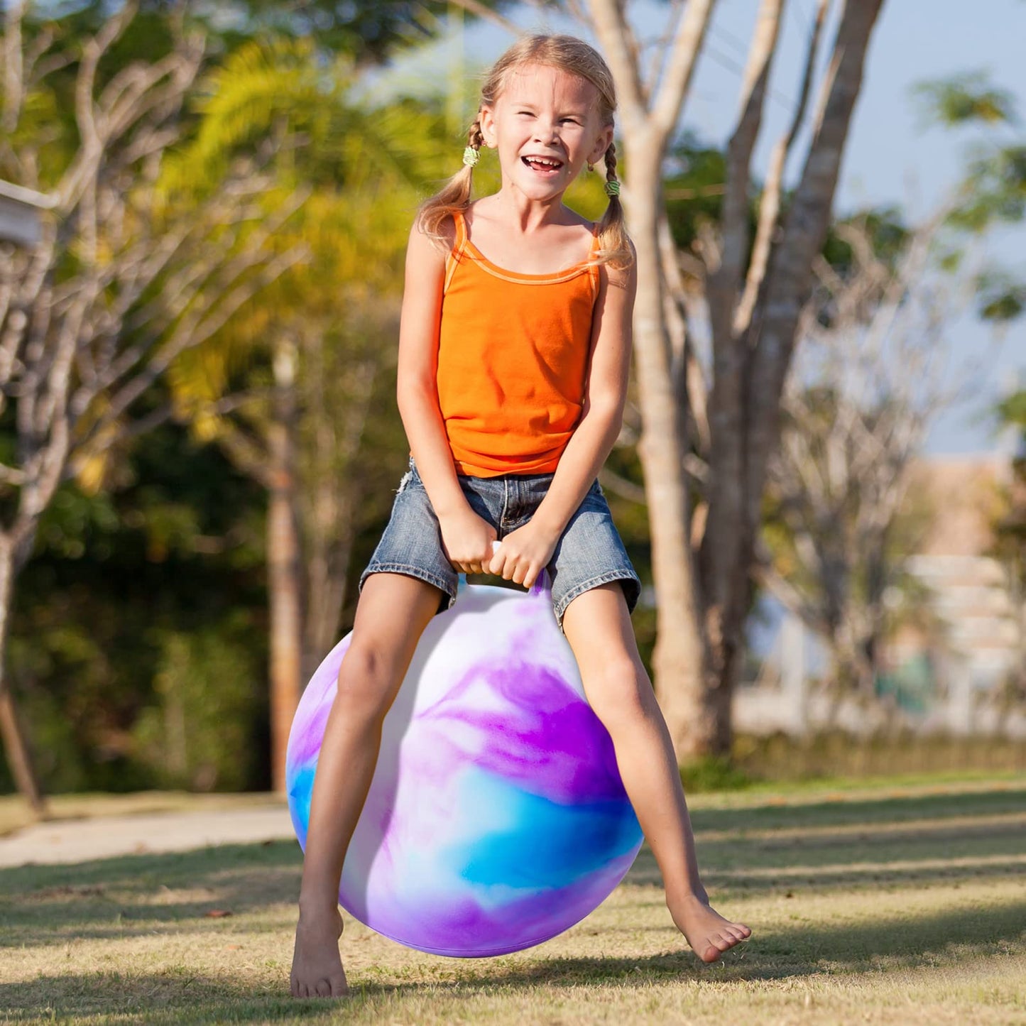 ZOOJOY Hopper Ball – 22-Inch Cloud Pattern Hopping Toy with Handle for Kids 10+