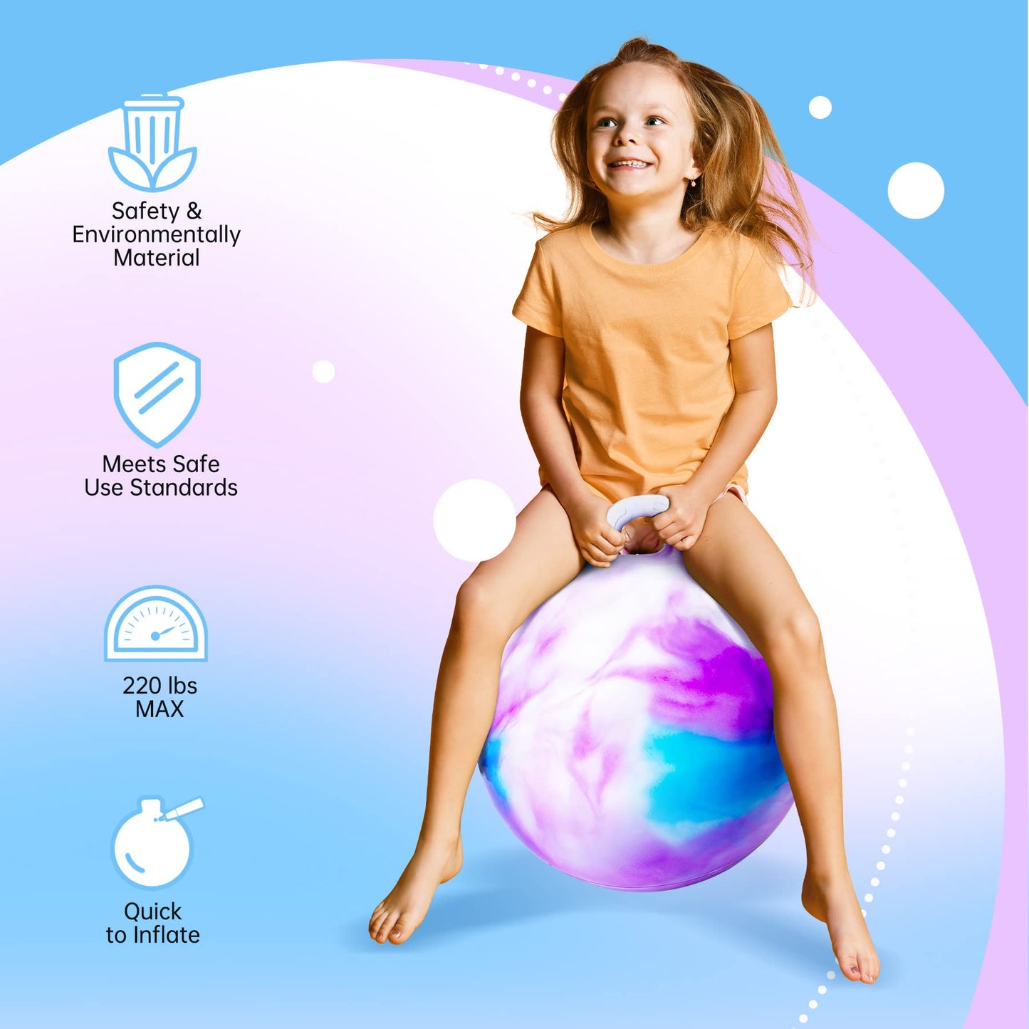 ZOOJOY Hopper Ball – 22-Inch Cloud Pattern Hopping Toy with Handle for Kids 10+