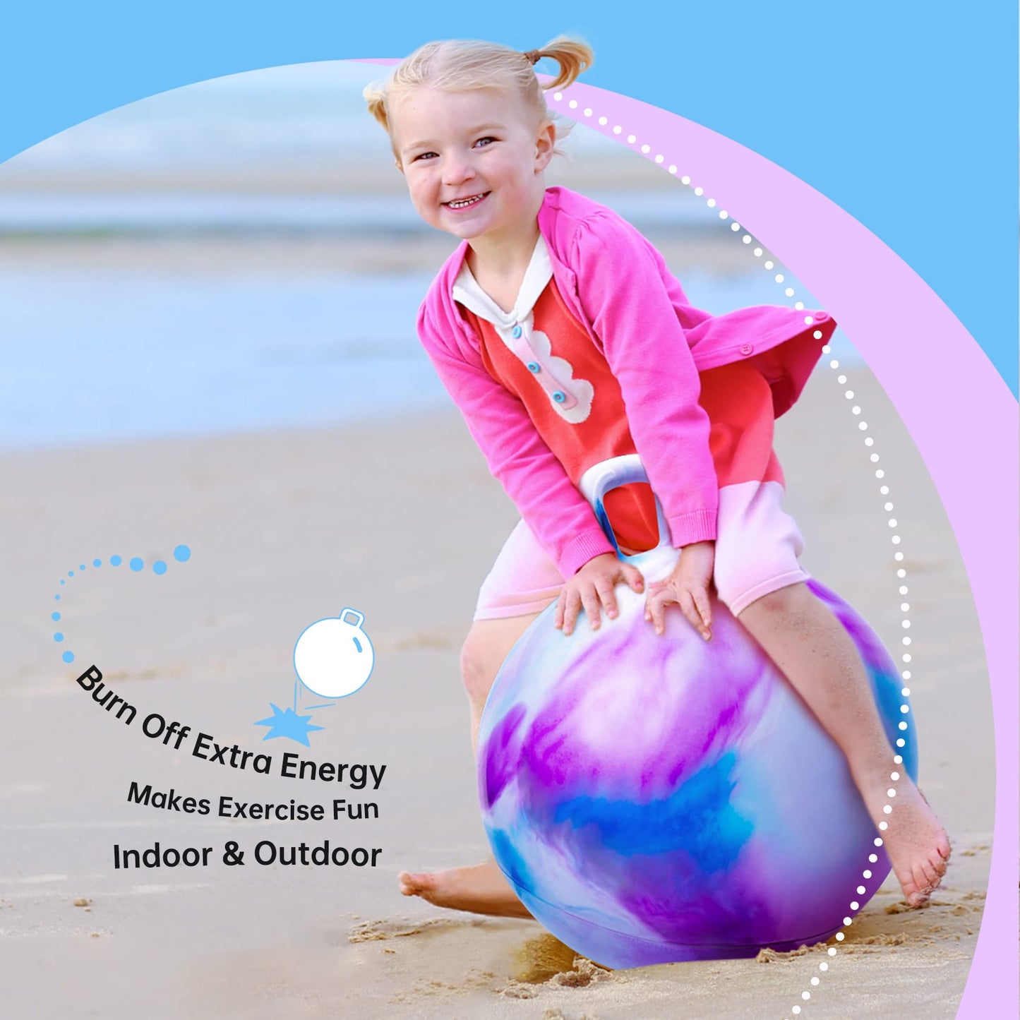 ZOOJOY Hopper Ball - 18in Cloud Pattern with Handle for Kids Aged 3-8