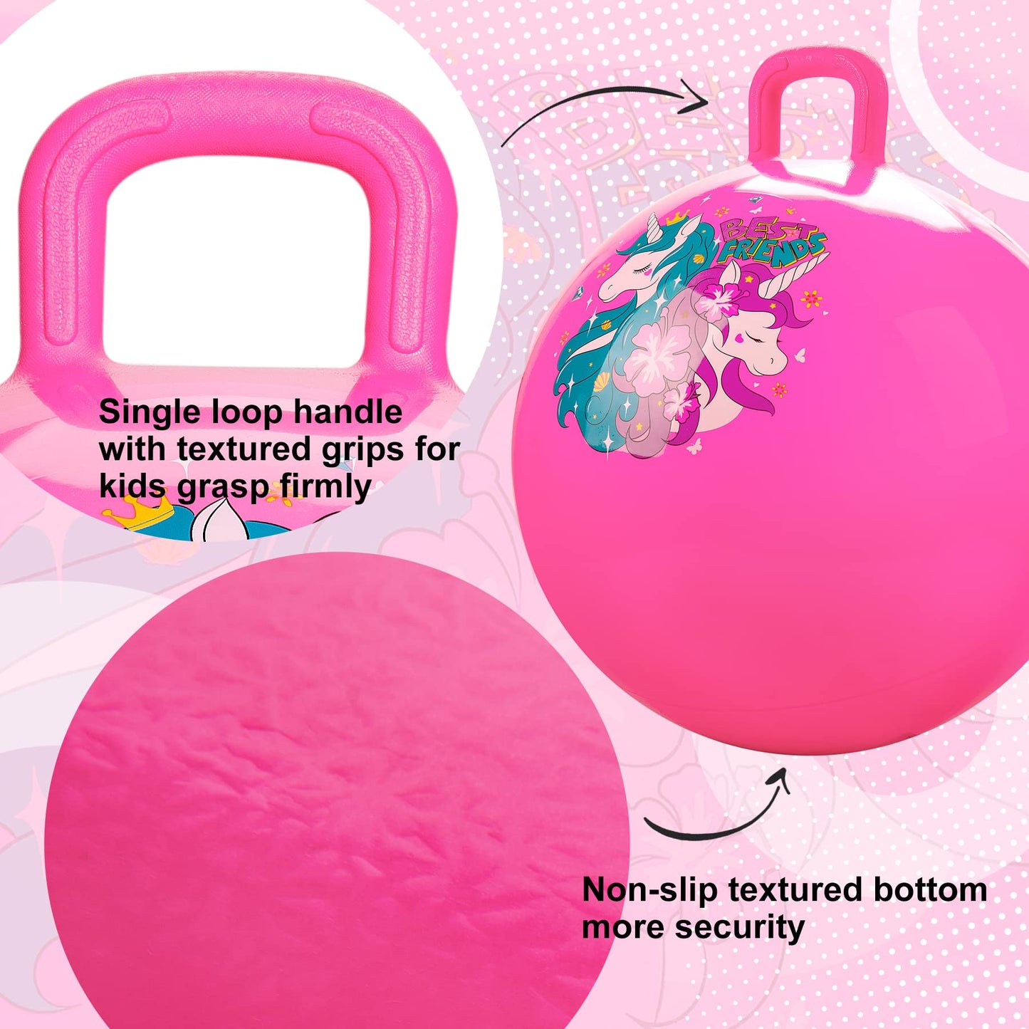 ZOOJOY Hopper Ball Unicorn Pink — 18 Inch Kids Jumping Toy with Handle (Ages 3–8)
