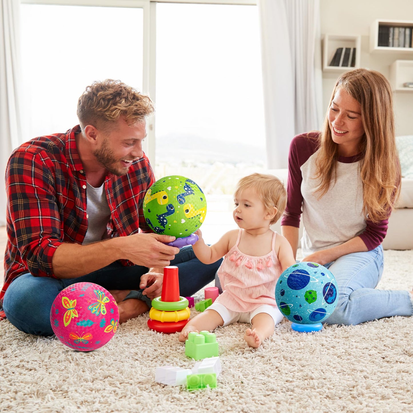 ZOOJOY Pack of 4 Playground Balls - 6-Inch Rubber Kickball Set for Toddlers 1-6 | Indoor & Outdoor Play