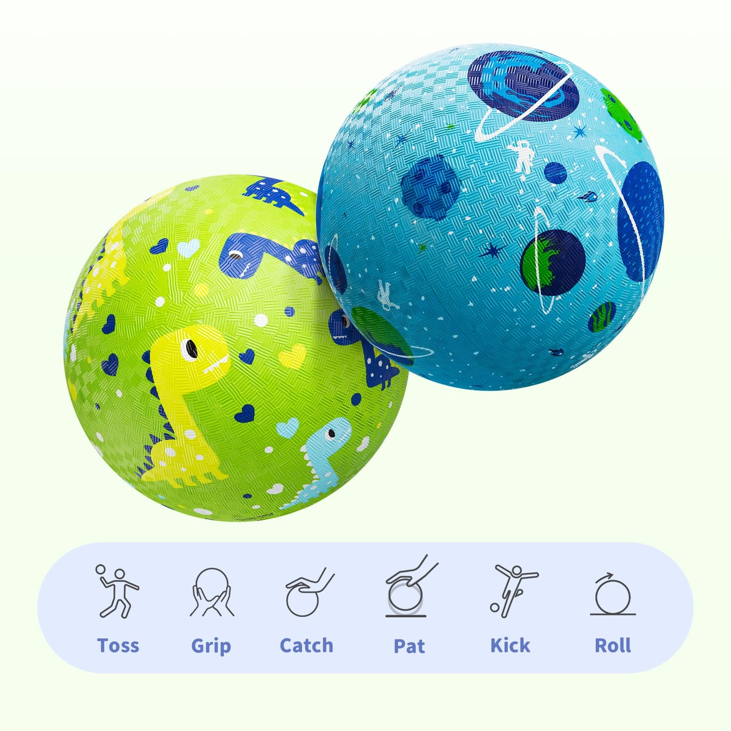 ZOOJOY Pack of 2 Cartoon Playground Balls – 8.5-Inch Rubber Kickballs for Toddlers 1+ (Indoor/Outdoor)