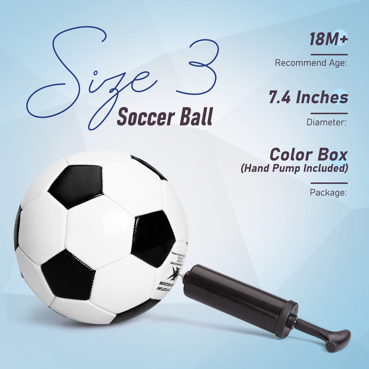 ZOOJOY Size 3 Kids Soccer Ball – Pump Included, Outdoor Play Toy (Ages 2–8)