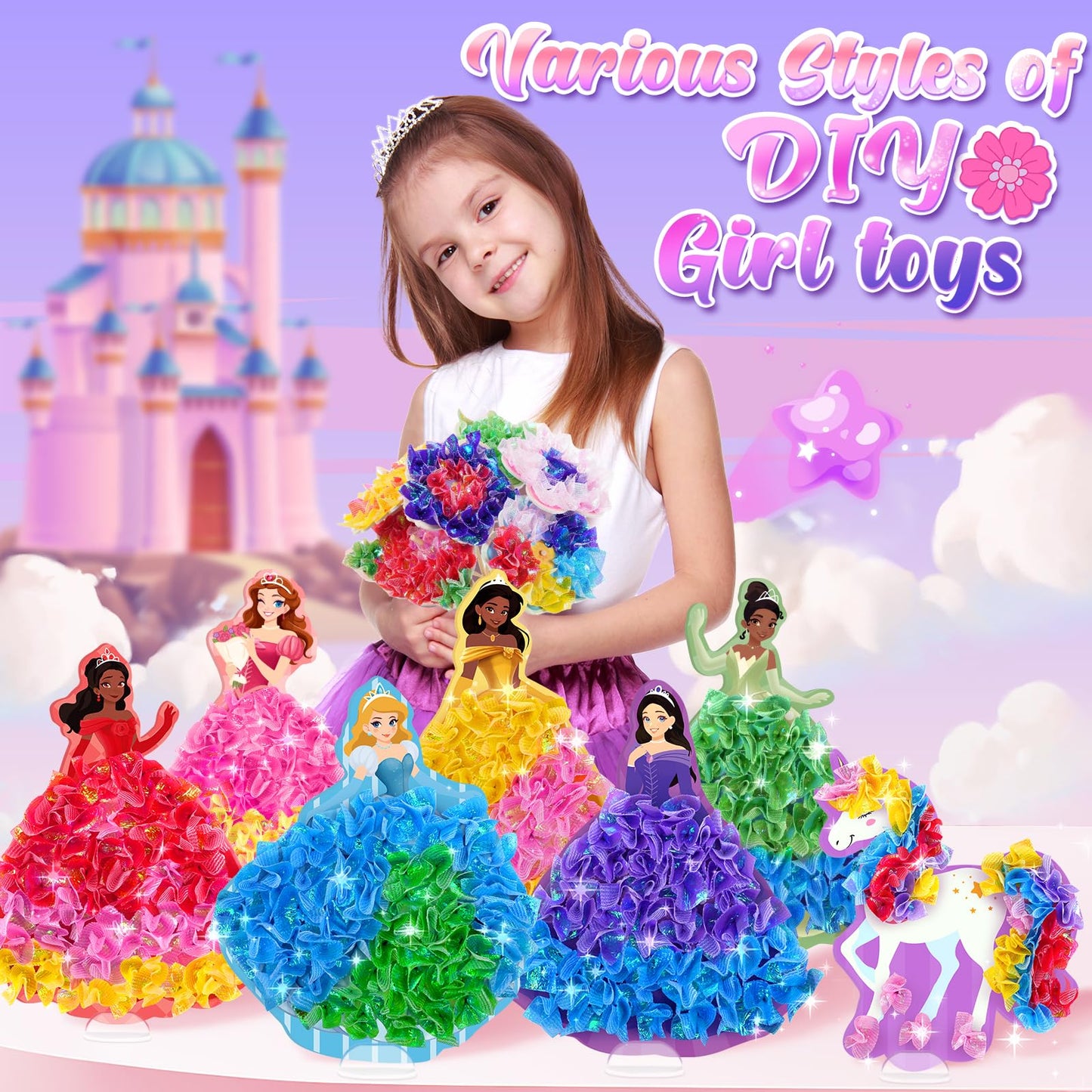 ZOOI Poke Art Kits for Kids 4-8 | Creative Craft Set with Princess & Unicorn Elements
