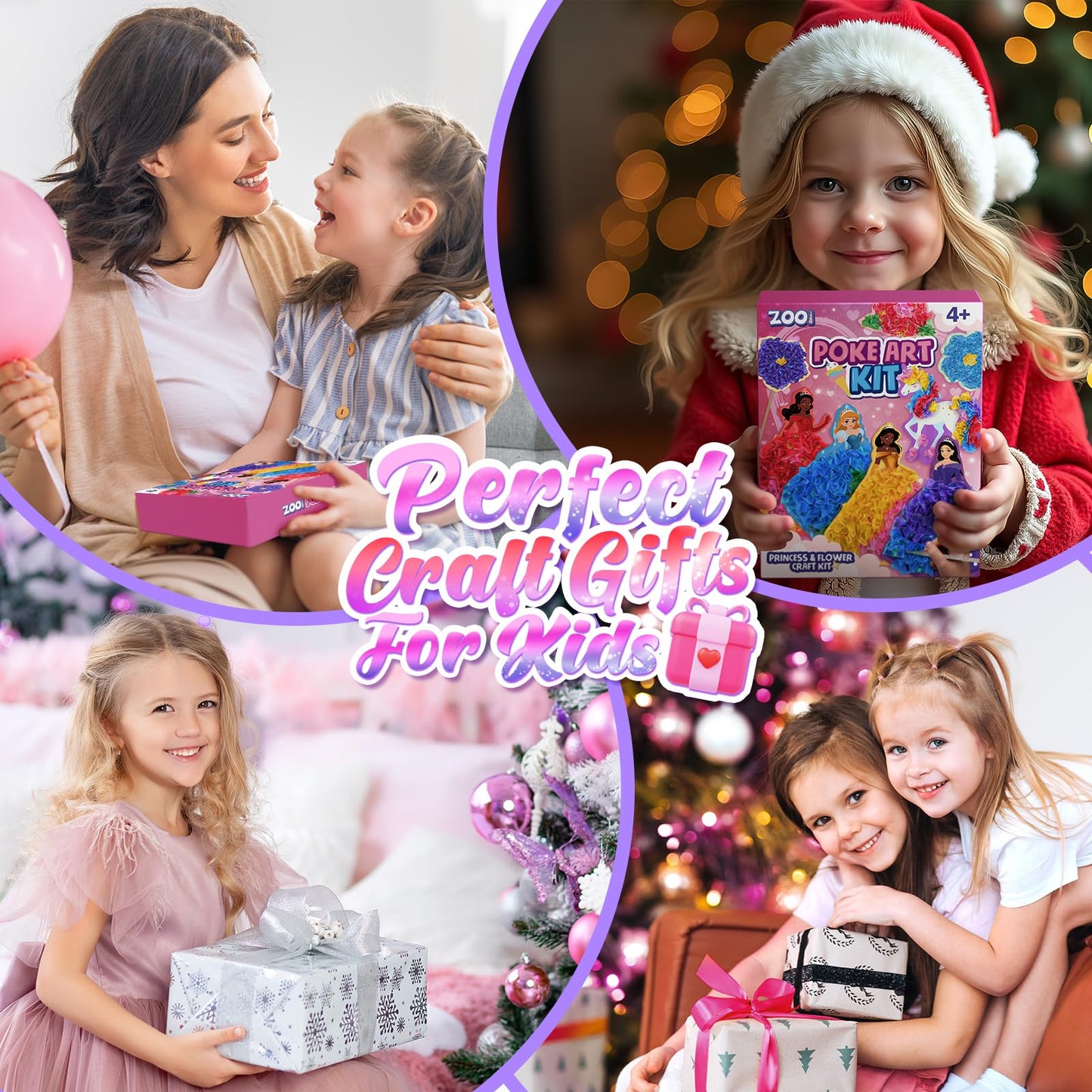 ZOOI Poke Art Kits for Kids 4-8 | Creative Craft Set with Princess & Unicorn Elements