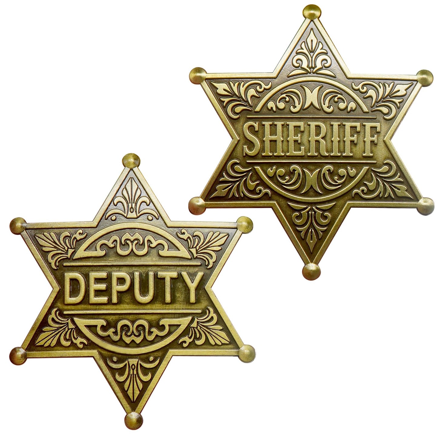 Zorleniva 2-Pack Sheriff & Deputy Badges - Metal Brooch Pins for Adults & Kids