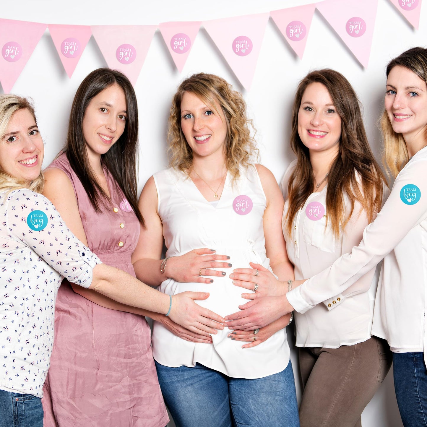 ZouYee Pink or Blue Baby Gender Reveal Stickers – 100 Count (50 Team Boy + 50 Team Girl) for Voting & Party Decor