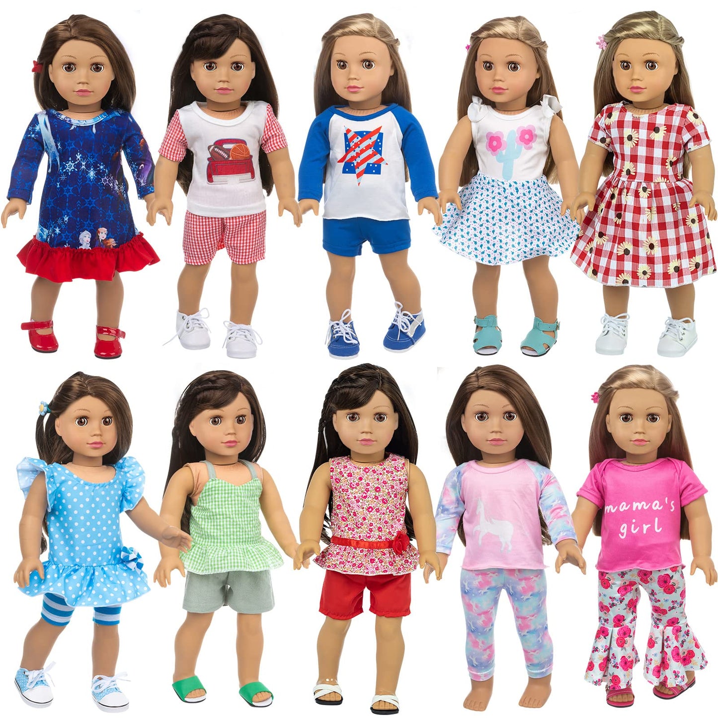 ZQDOLL 23-Pcs American Doll Clothes & Accessories Set for 18-Inch Dolls