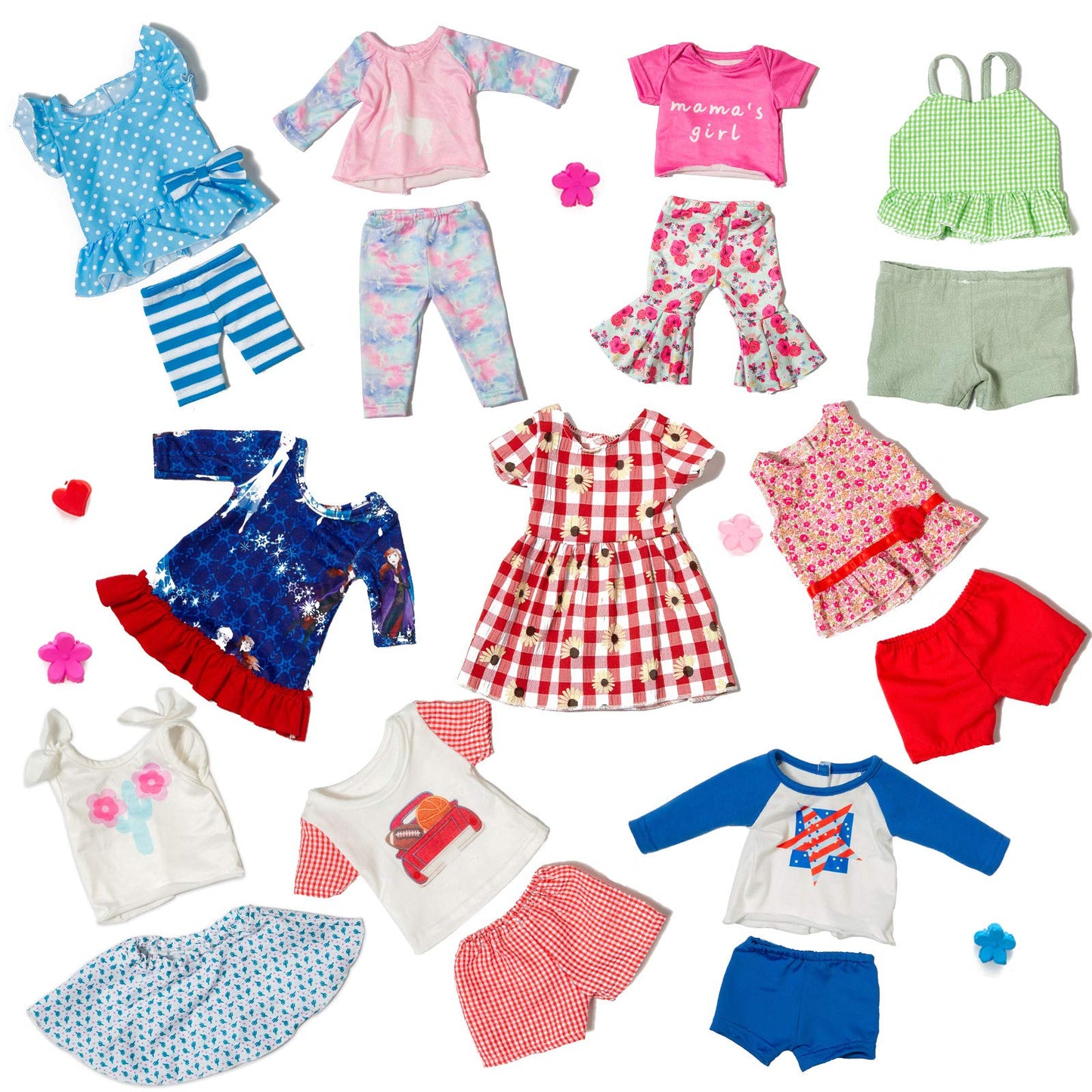 ZQDOLL 23-Pcs American Doll Clothes & Accessories Set for 18-Inch Dolls