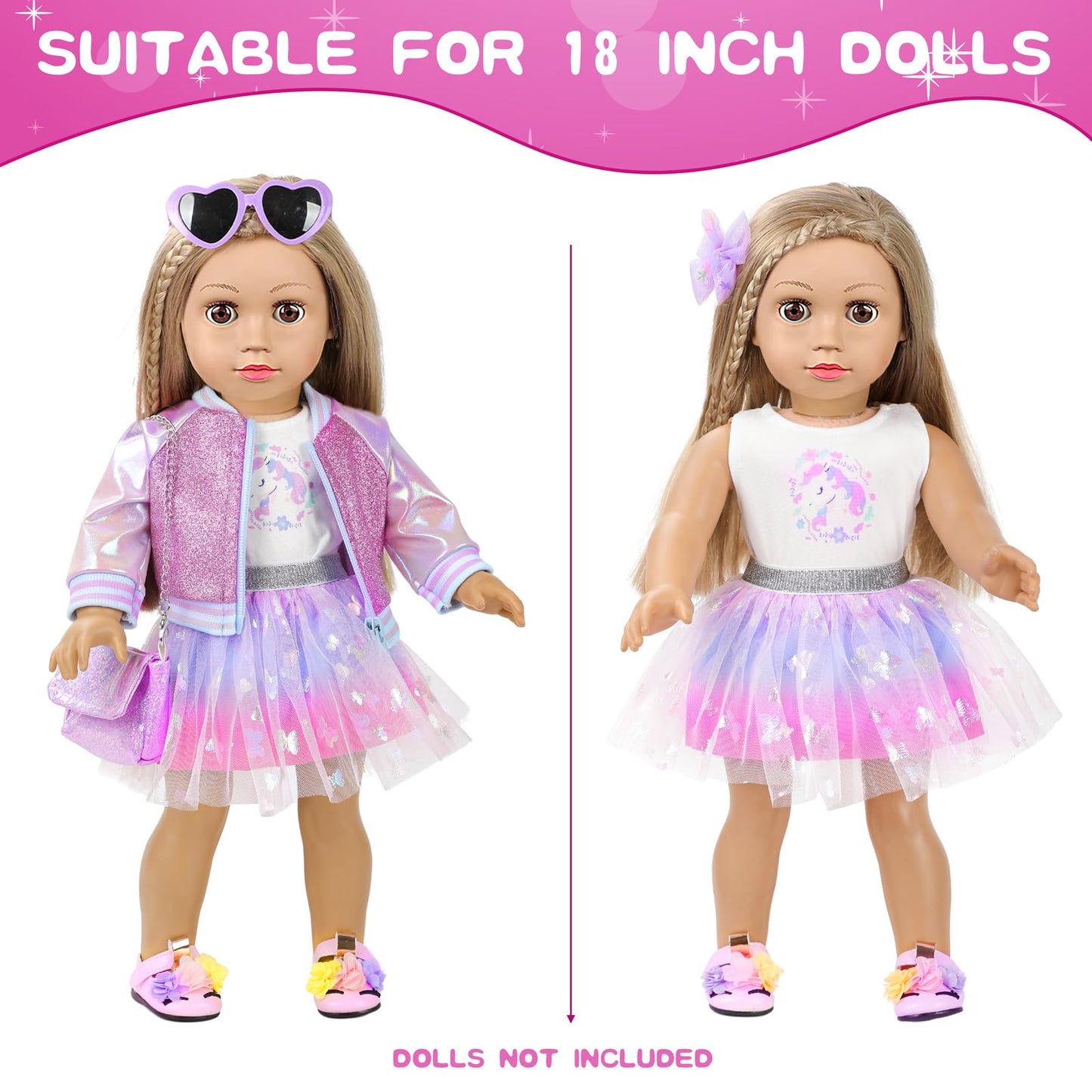 ZQDOLL American 18-Inch Doll Makeup Accessories & Clothes Set | Clothes, Shoes, Hair & Makeup Kit