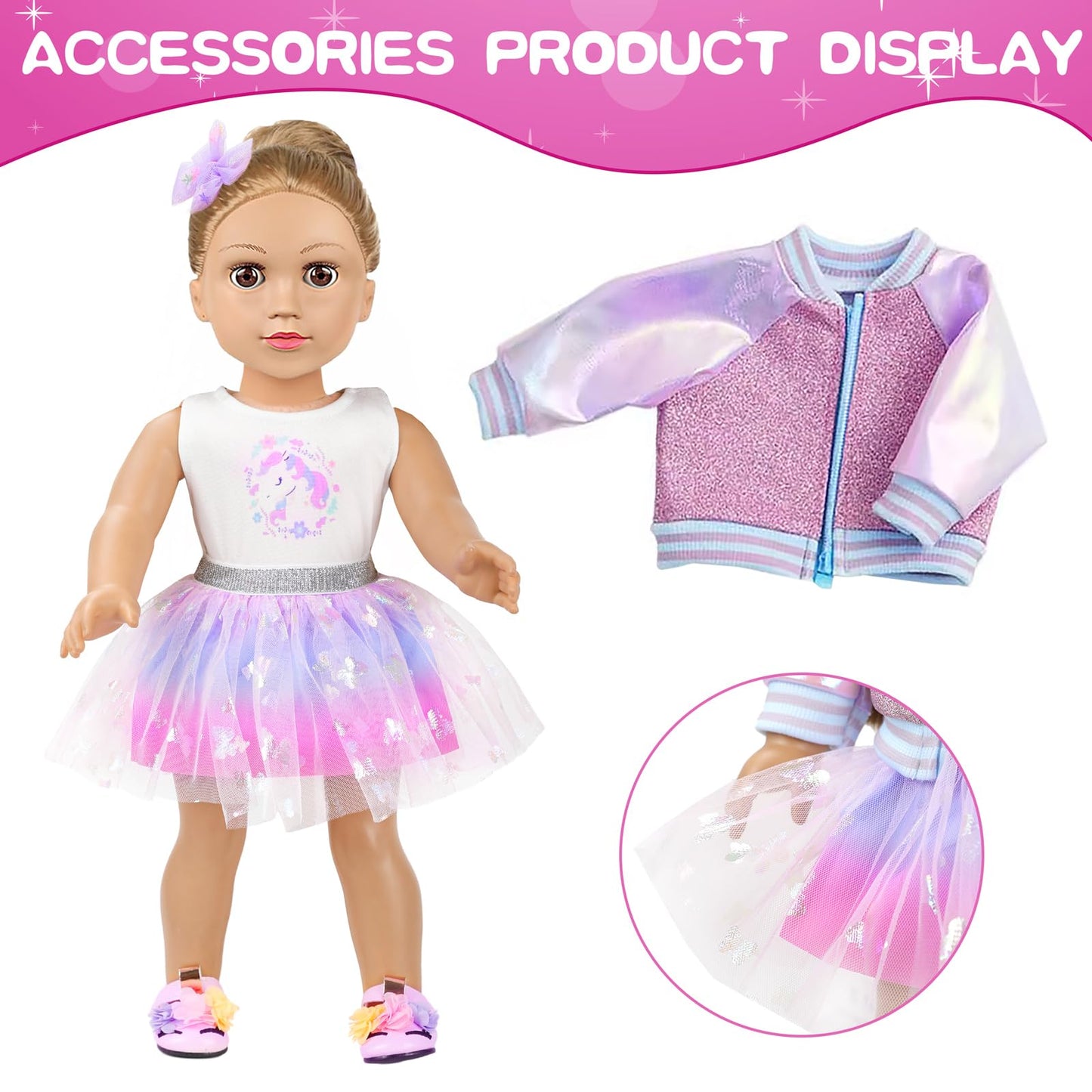 ZQDOLL American 18-Inch Doll Makeup Accessories & Clothes Set | Clothes, Shoes, Hair & Makeup Kit