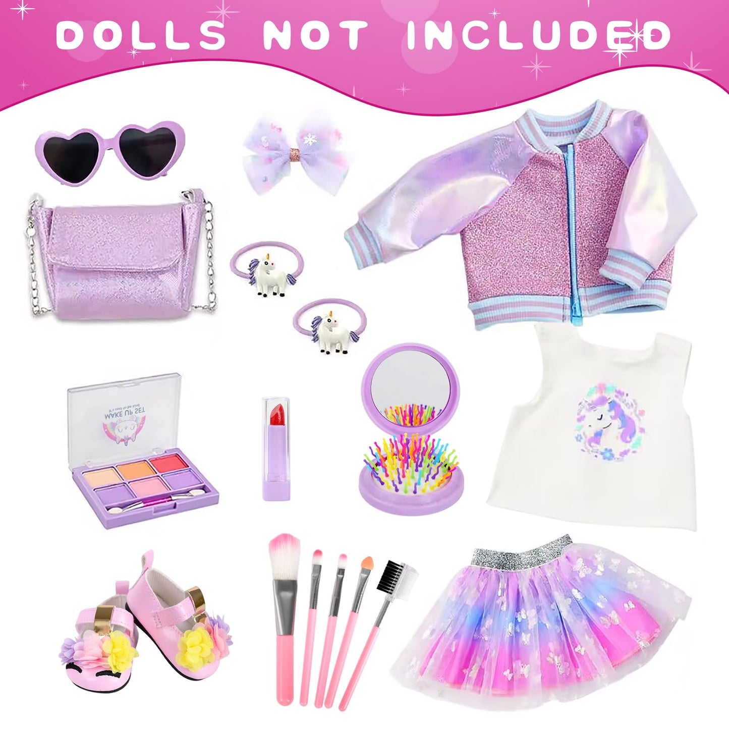 ZQDOLL American 18-Inch Doll Makeup Accessories & Clothes Set | Clothes, Shoes, Hair & Makeup Kit