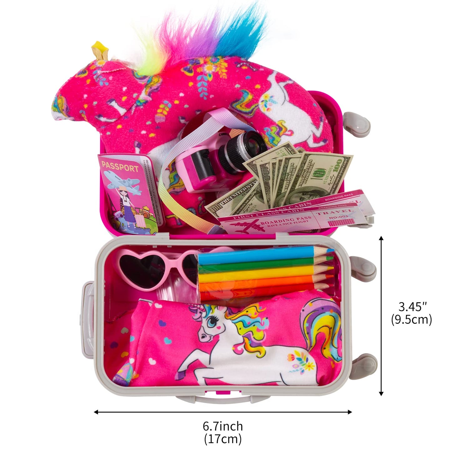 ZQDOLL American 18-Inch Doll Travel Set – 29-Piece Luggage Play Kit with Suitcase, Pillow & Accessories