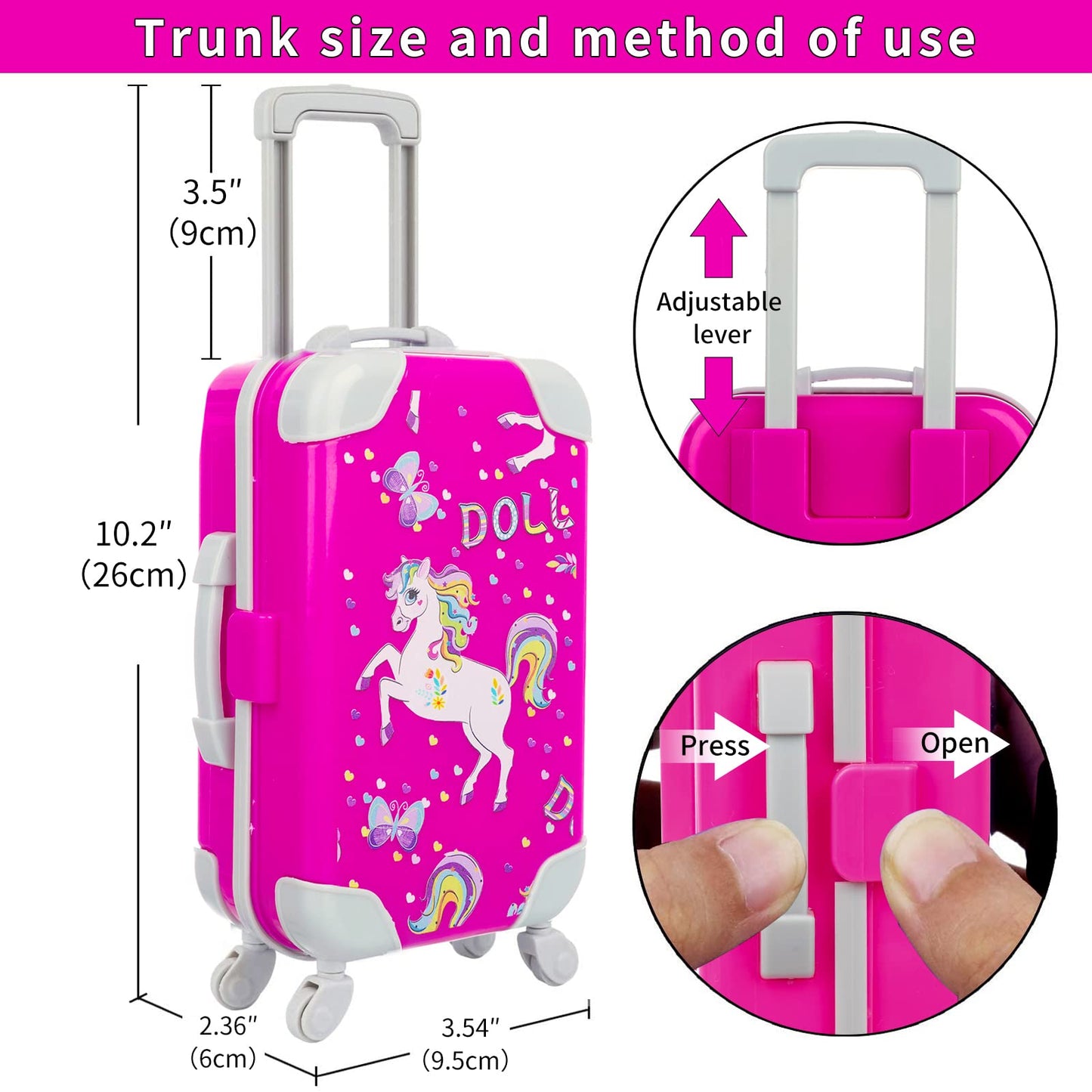 ZQDOLL American 18-Inch Doll Travel Set – 29-Piece Luggage Play Kit with Suitcase, Pillow & Accessories