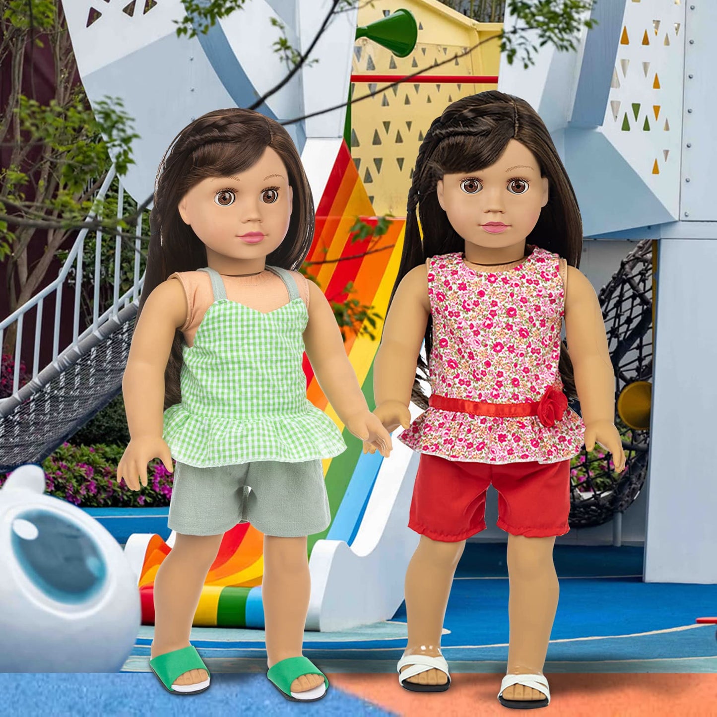 ZQDOLL 23-Pcs American Doll Clothes & Accessories Set for 18-Inch Dolls