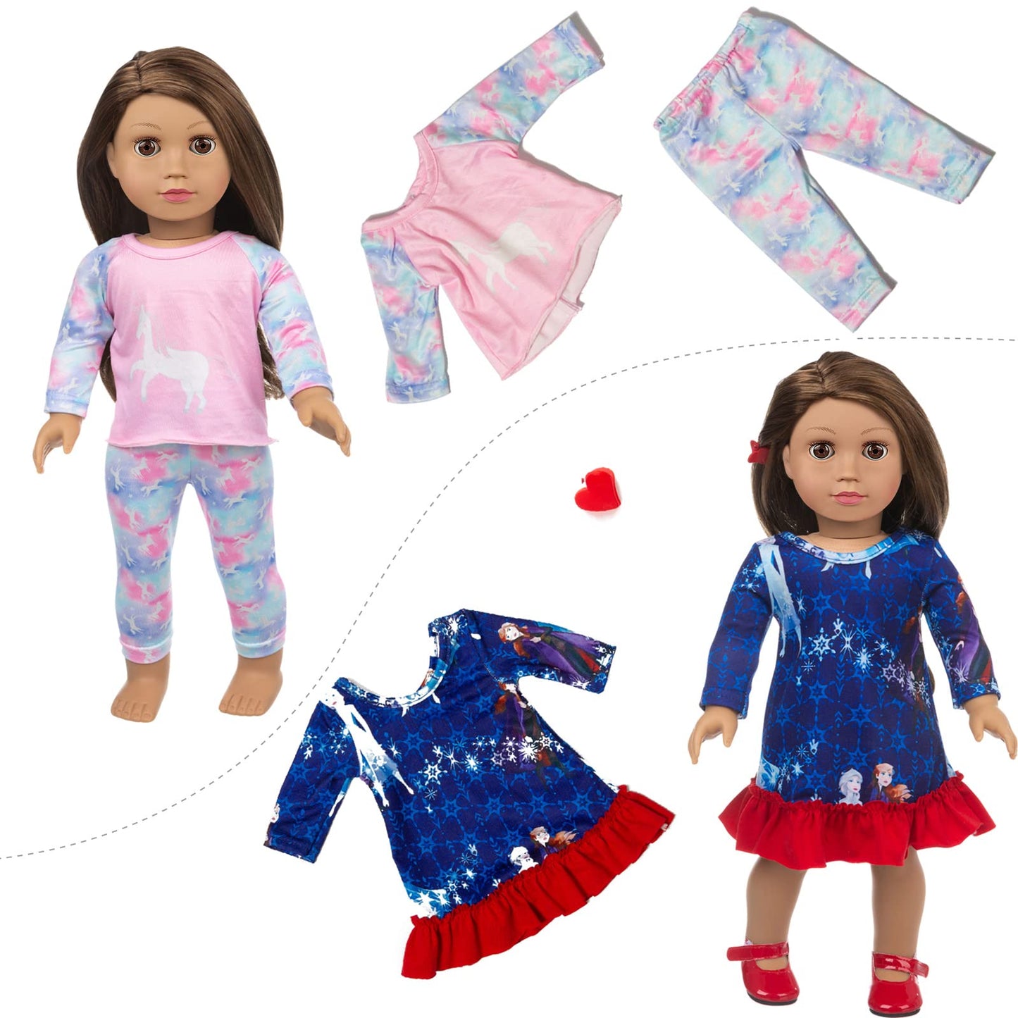 ZQDOLL 23-Pcs American Doll Clothes & Accessories Set for 18-Inch Dolls