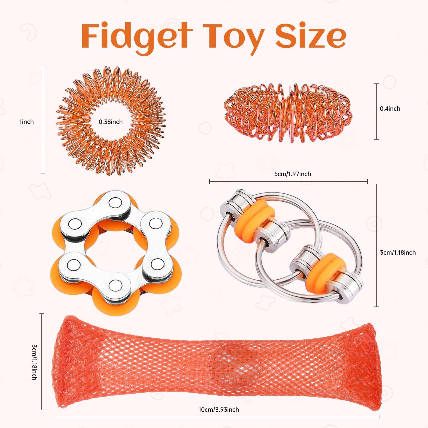 8-Pcs Sensory Fidget Toy Set | Spinner, Rings & Mesh Fidgets | ZQFTZQ