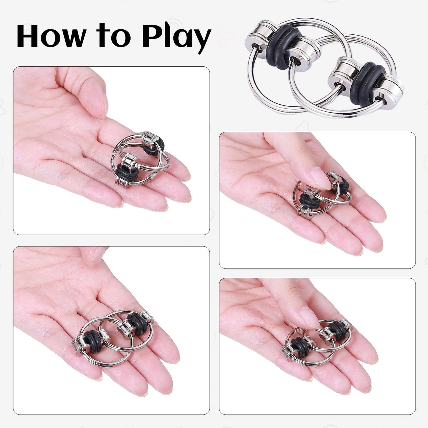 ZQFTZQ 8-Piece Sensory Fidget Toy Set — Acupressure Rings, Flippy Chain, Mesh Marble & Bike Chain