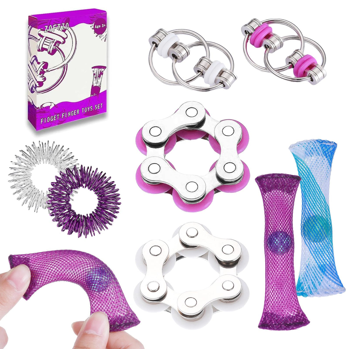 ZQFTZQ 8Pcs Sensory Fidget Toys — Stress Relief, Focus & Sensory Play Kit
