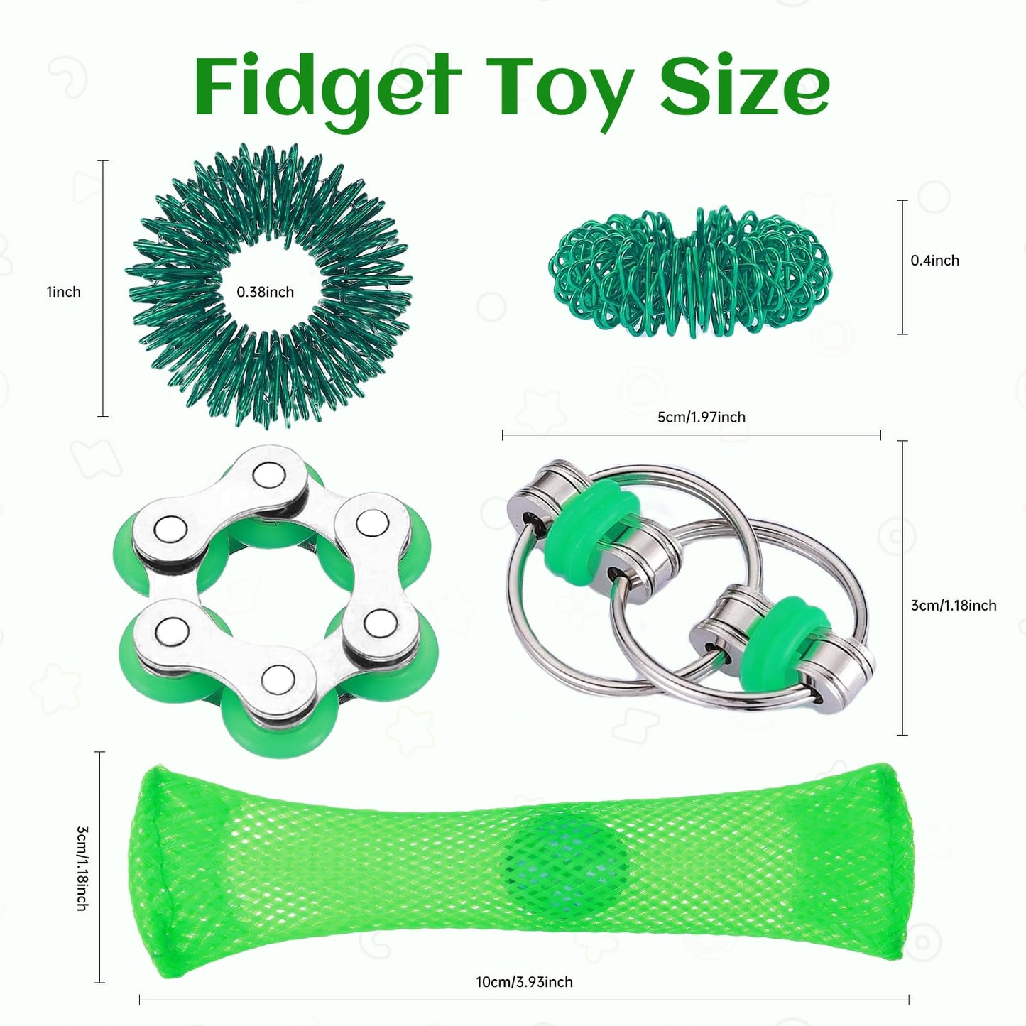 ZQFTZQ 8 Pcs Hand Fidget Toys for Adults & Teens – Silent Desk Fidgets, Bike Chain & Marble Mesh, Spiky Rings