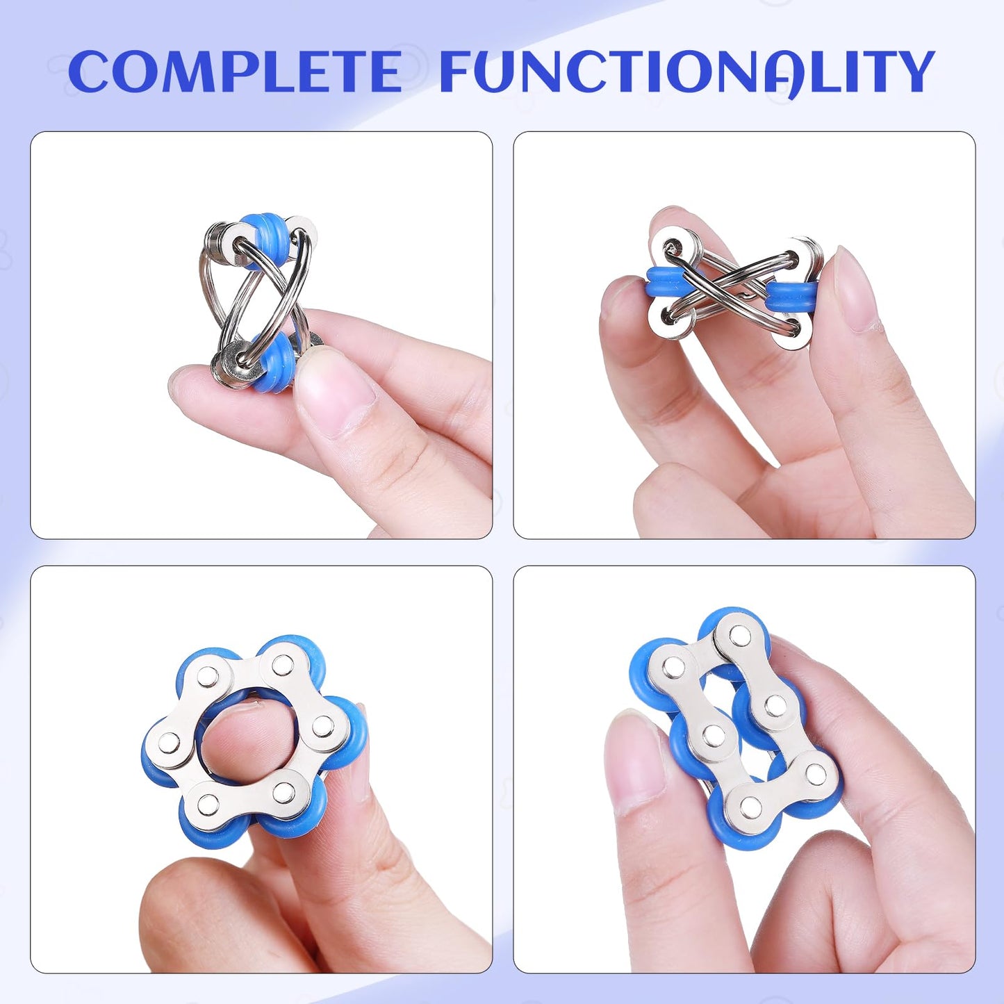 ZQFTZQ 8 Pcs Sensory Fidget Toys Pack – Flippy Roller Chains, Marble Mesh, Bike Chain, Spiky Rings