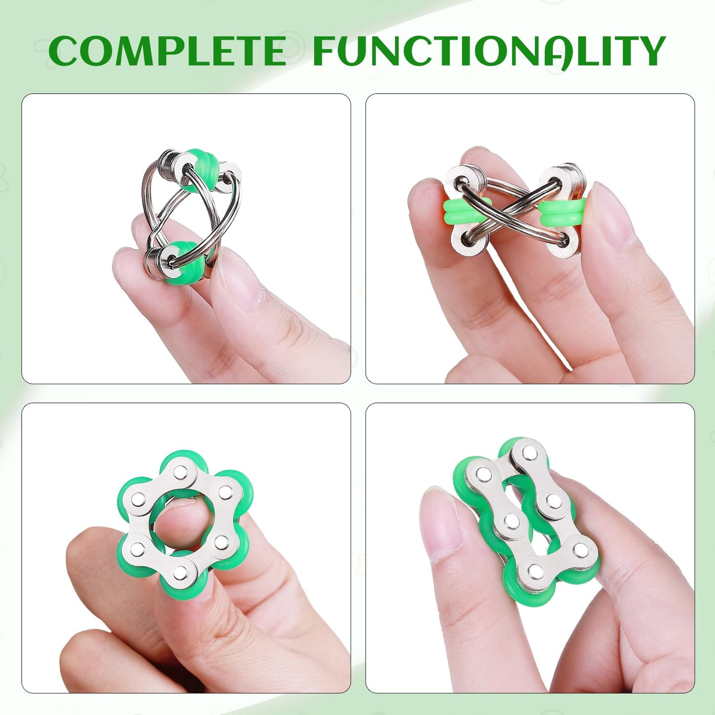 ZQFTZQ 8 Pcs Hand Fidget Toys for Adults & Teens – Silent Desk Fidgets, Bike Chain & Marble Mesh, Spiky Rings
