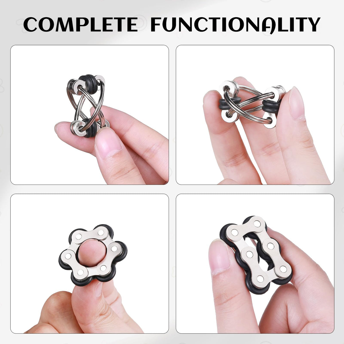 ZQFTZQ 8-Piece Sensory Fidget Toy Set — Acupressure Rings, Flippy Chain, Mesh Marble & Bike Chain